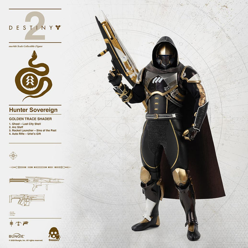 DESTINY 2 HUNTER SOVEREIGN GOLDEN TRACE SHADER 1/6 FIGURE - Toy Snowman