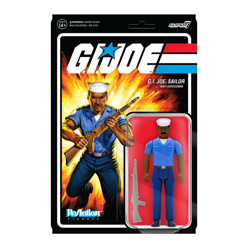 G.I. JOE WAVE 2 BLUESHIRT MUSTACHE DARK BROWN REACTION -  -  Super7