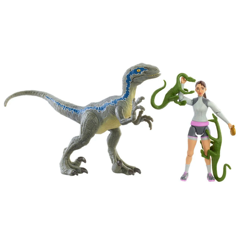 Jurassic World Camp Cretaceous Dino Scape Human Pack Yaz & Velociraptor Blue - Action & Toy Figures -  mattel