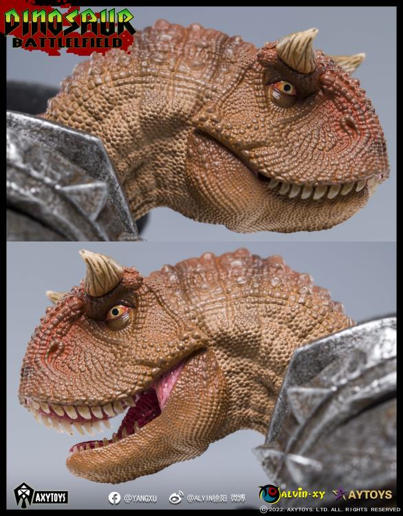 Dinosaur Battlefield Carnotaurus Warrior Veteran - Orange - 1/12 Scale Figure (preorder) - Collectables > Action Figures > toys -  AxyToys
