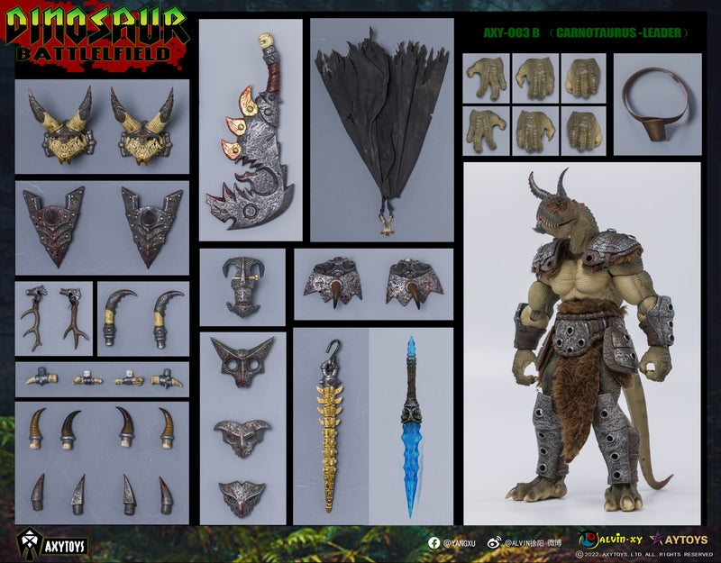 Dinosaur Battlefield Carnotaurus Leader - Green - 1/12 Scale Figure (preorder) - Collectables > Action Figures > toys -  AxyToys
