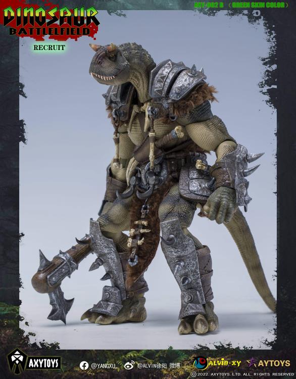 Dinosaur Battlefield Carnotaurus Warrior Recruit - Green - 1/12 Scale Figure (preorder) - Collectables > Action Figures > toys -  AxyToys