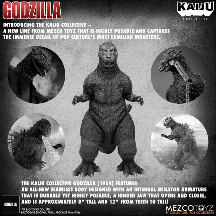 Godzilla (1954) Kaiju Collective Godzilla - Black & White (preorder) -  -  MEZCO TOYS