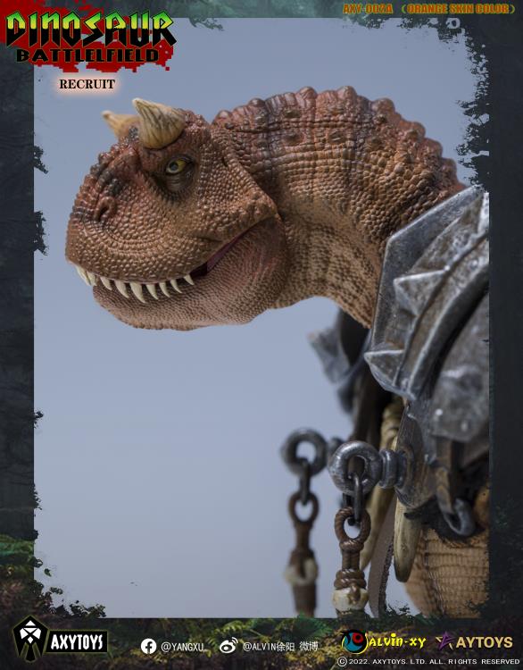 Dinosaur Battlefield Carnotaurus Warrior Recruit - Orange - 1/12 Scale Figure (preorder) - Collectables > Action Figures > toys -  AxyToys