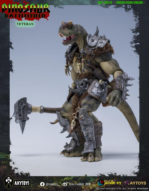 Dinosaur Battlefield Carnotaurus Warrior Veteran - Green - 1/12 Scale Figure (preorder) - Collectables > Action Figures > toys -  AxyToys