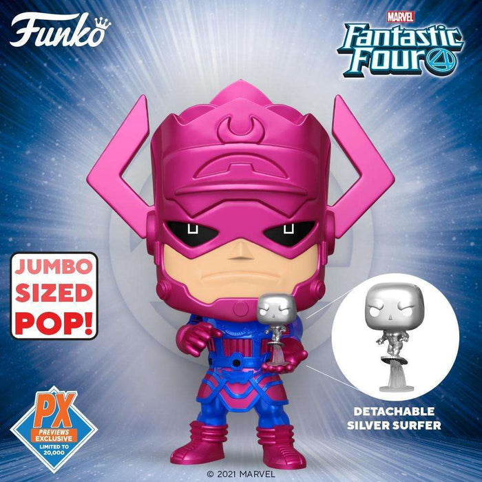 Pop! Marvel: Fantastic Four - 10" Galactus w/ Silver Surfer (Metallic Ver.) PX Previews Exclusive - Toy Snowman