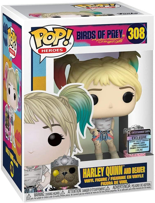 Birds of Prey Harley Quinn with Beaver Pop! Vinyl Figure with Collectible Card - Entertainment Earth Exclusive - Toy Snowman