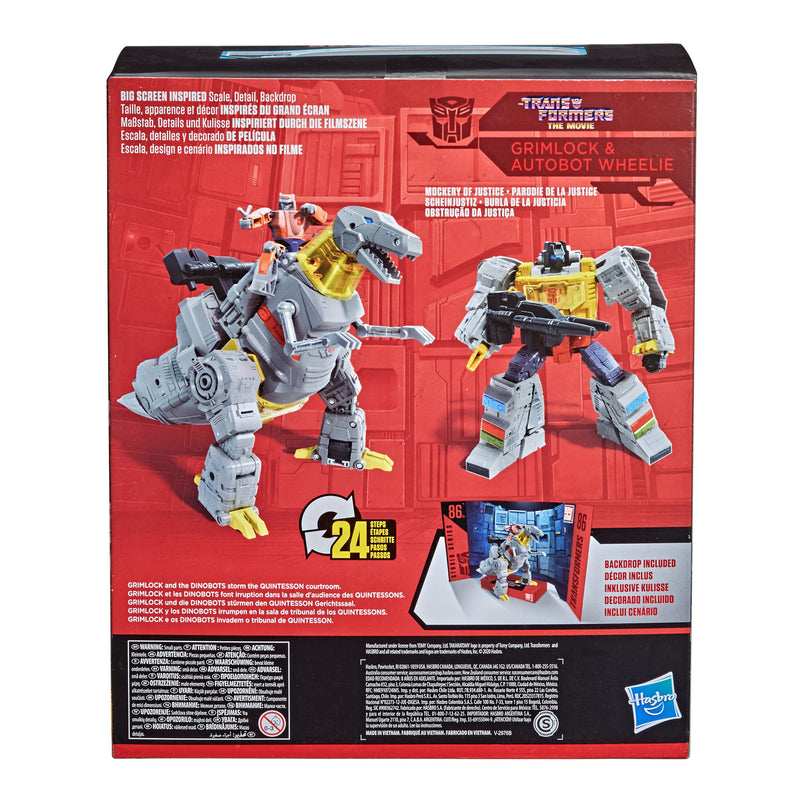 Transformers Toys Studio Series 86-06 Leader The Transformers: The Movie Grimlock and Autobot Wheelie Action Figure - Toy Snowman